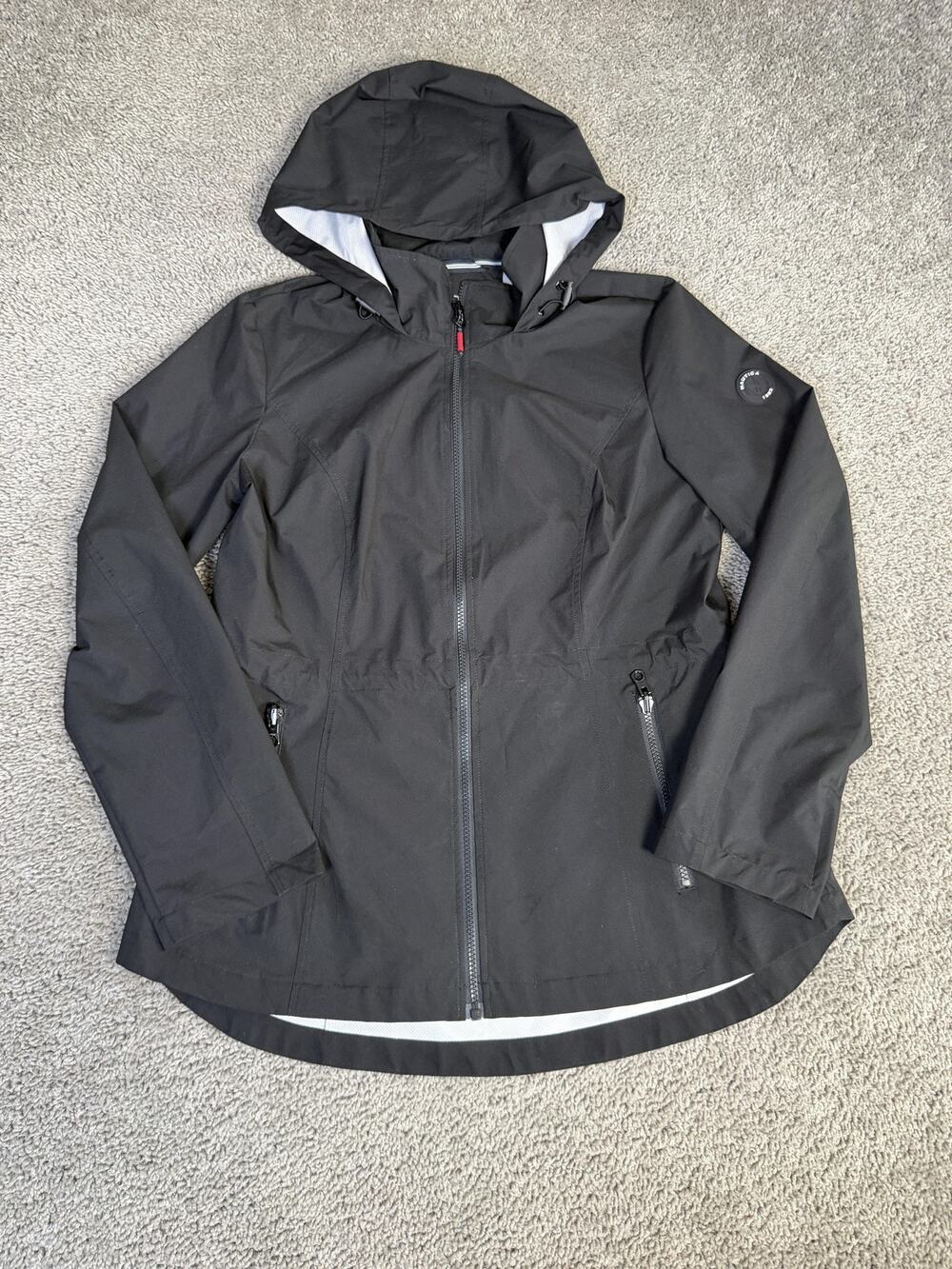 Nautica Jacket Mens M Black Rain Coat Hooded Lightweight Water Resistant